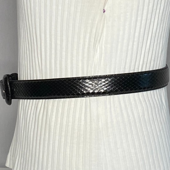 Liz Claiborne Womens Belt Size Medium Black Genuine Snake Skin - Picture 2 of 15